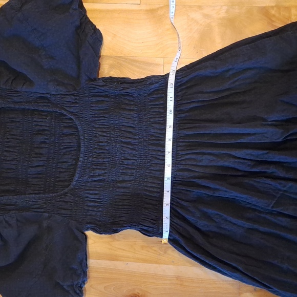Madewell Lucie Puff Sleeve Cotton Midi Dress Black Size 6 - Picture 8 of 10